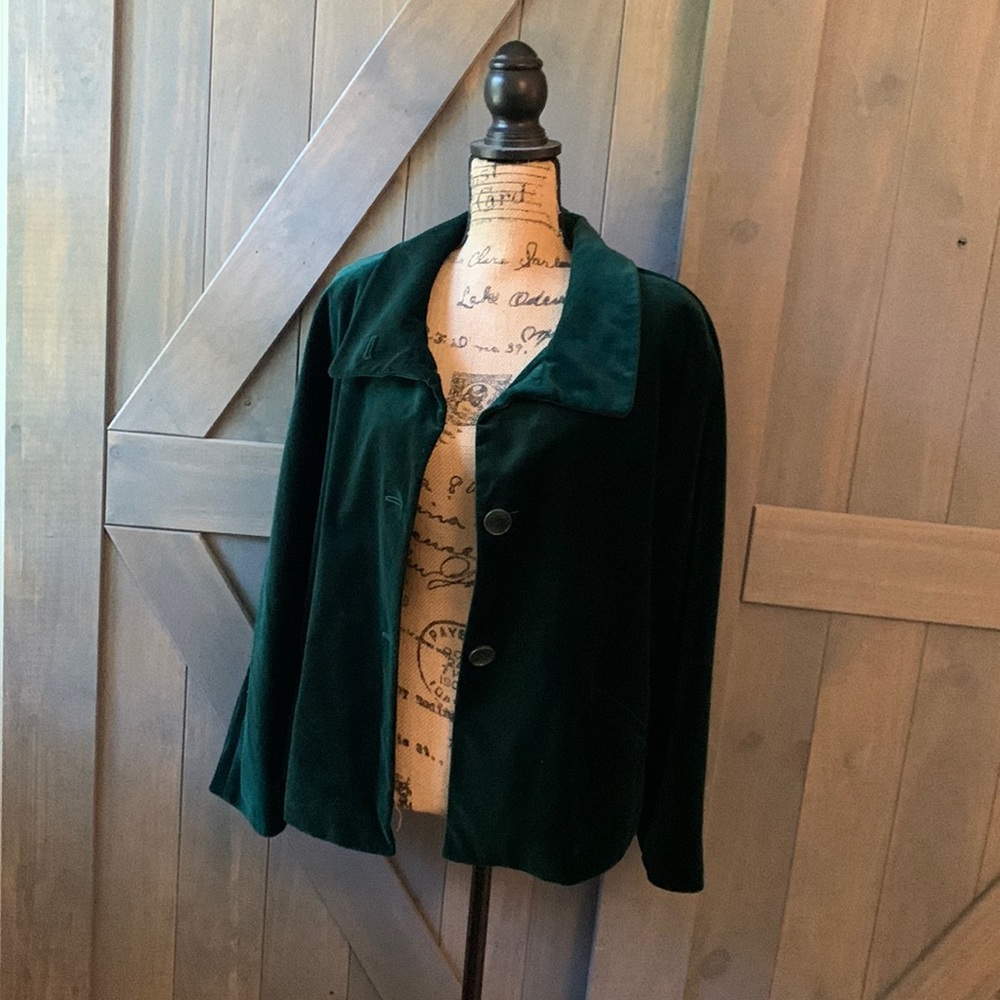 Talbots Green Velvet Jacket Top